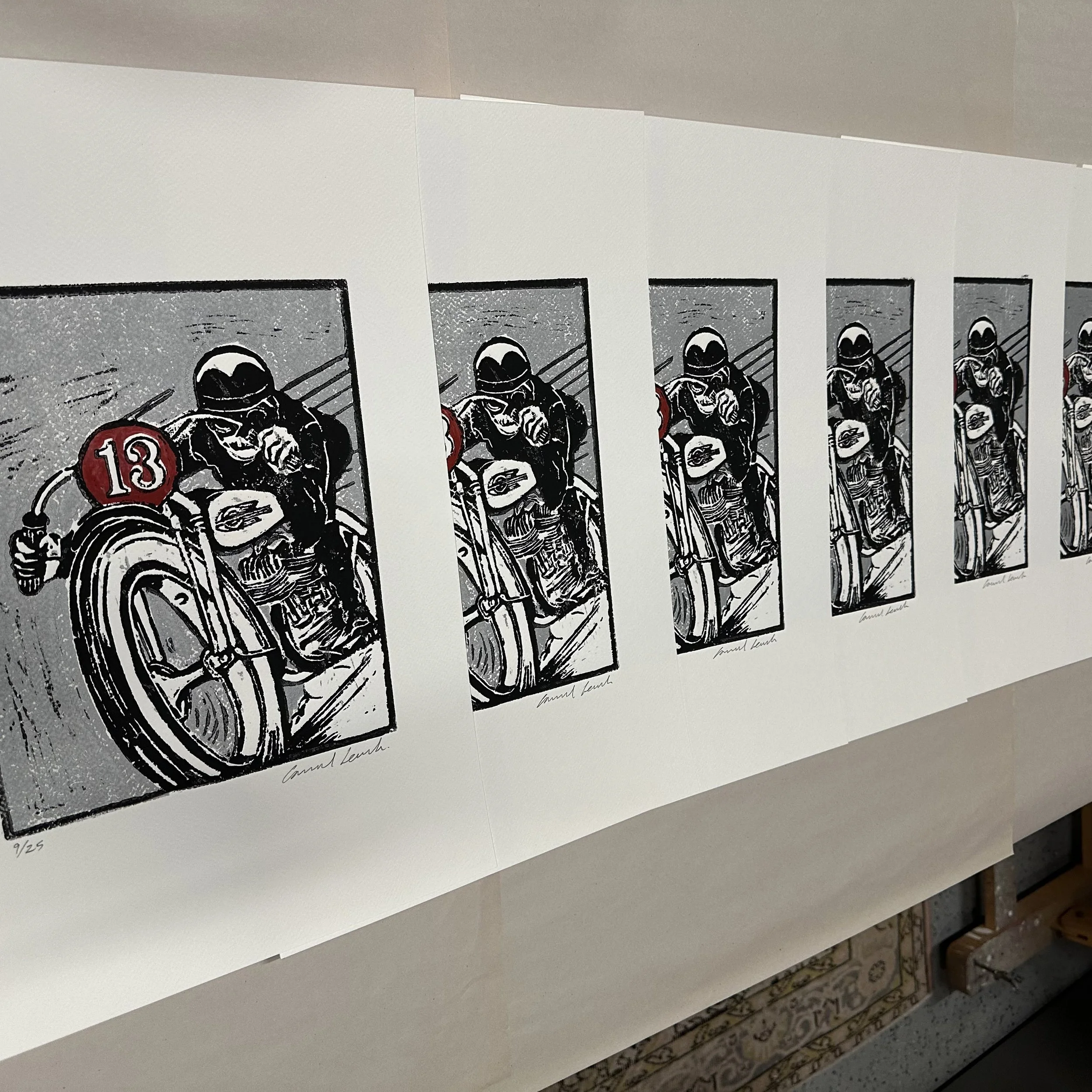 lucky 13 silver lino print — CONRAD LEACH